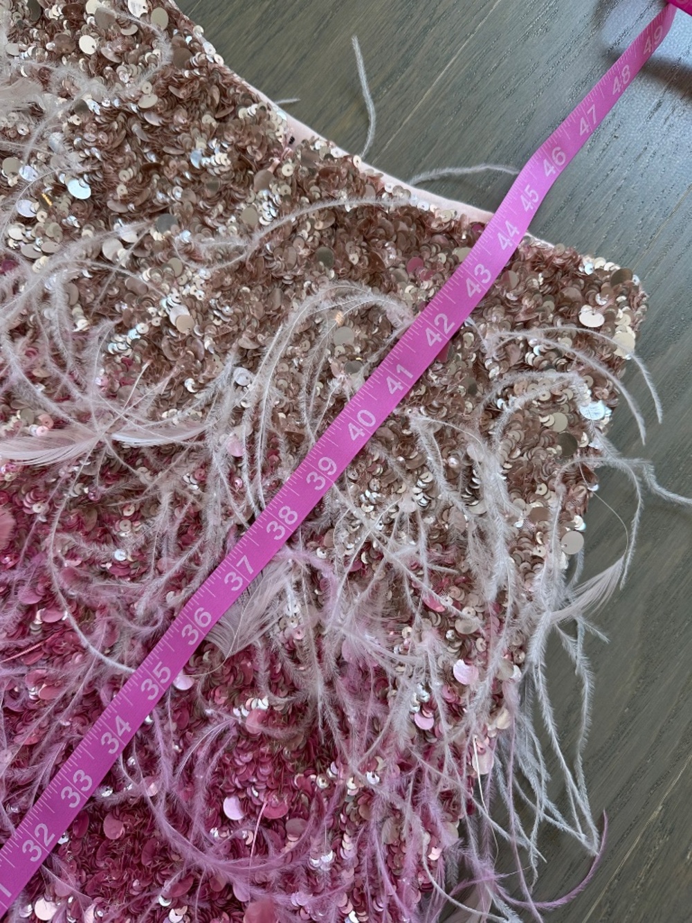 Alice + Olivia ASHTON Feathered Embellished Skirt Ascendent Ombre Deep Pink Sz 2 - Picture 8 of 9